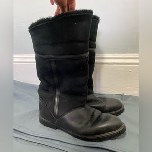 La Canadienne Shearling Lined Foldover Black Boots Women’s Size 8 Sheepskin